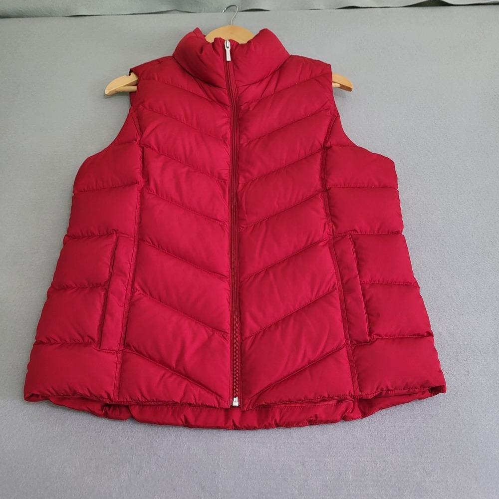 Lands' End Puffer Vest Down Feathers Filled Women's Size M 10-12 Red